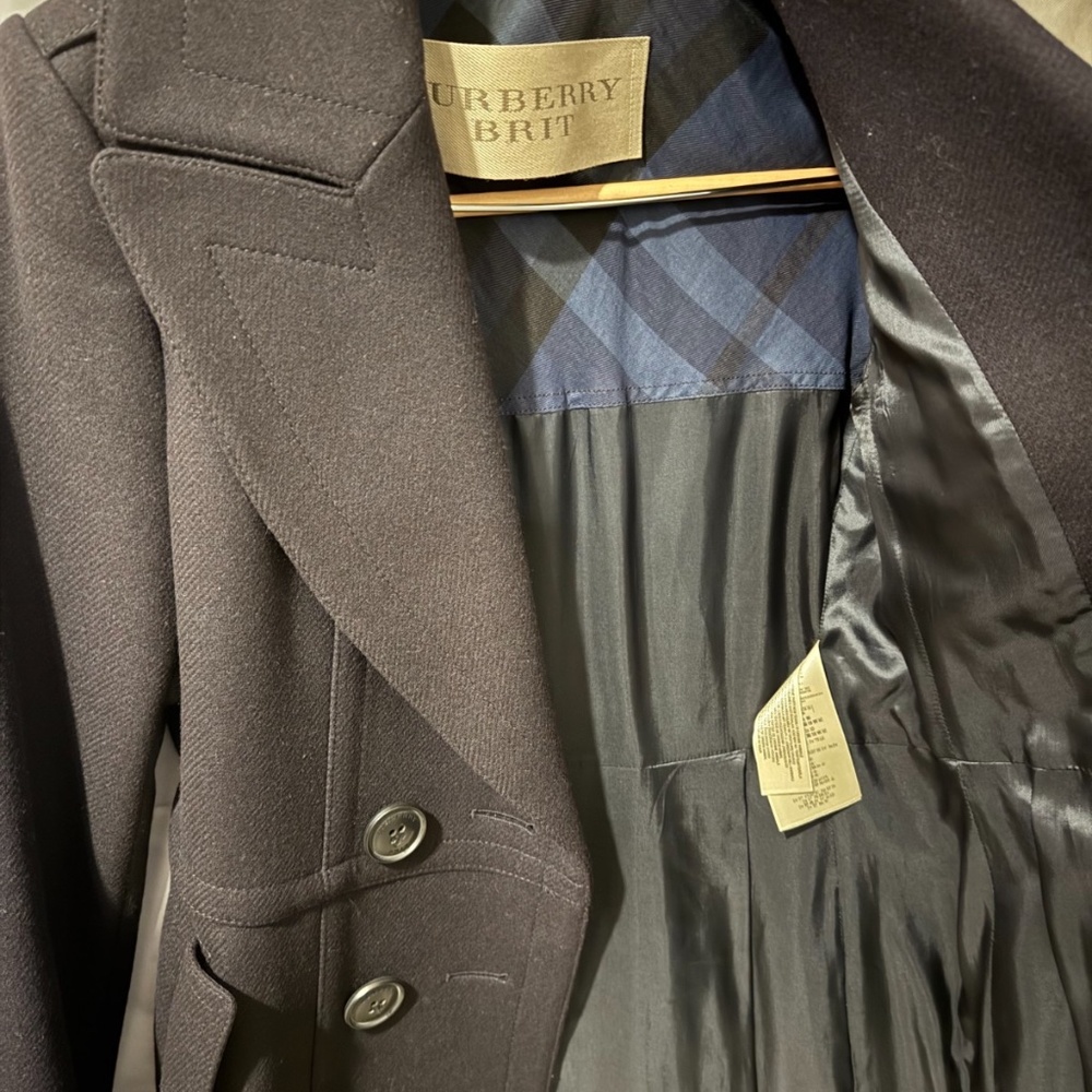NWOT Burberry Brit Newmont Double-Breasted Wool-Cashmere Peacoat, size 4 - Picture 5 of 8